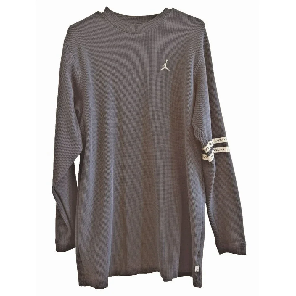 Vintage retro 90s Air Michael Jordan Long Sleeve Shirt waffle knit‎ Size L Blue